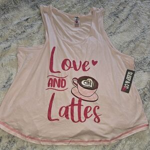 Pink 'Love and Lattes' Women's Tank Top - 3x - NWT